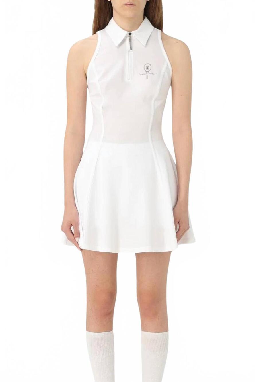 NEW BRUNELLO CUCINELLI women's stretch-cotton piqué tennis dress in white